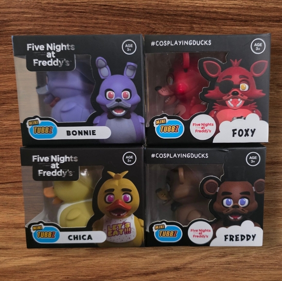 NIB Tubbz Mini 5 Nights at Freddy's: Bonnie, Freddy, Chica, & Foxy Set Of 4 - Picture 1 of 16